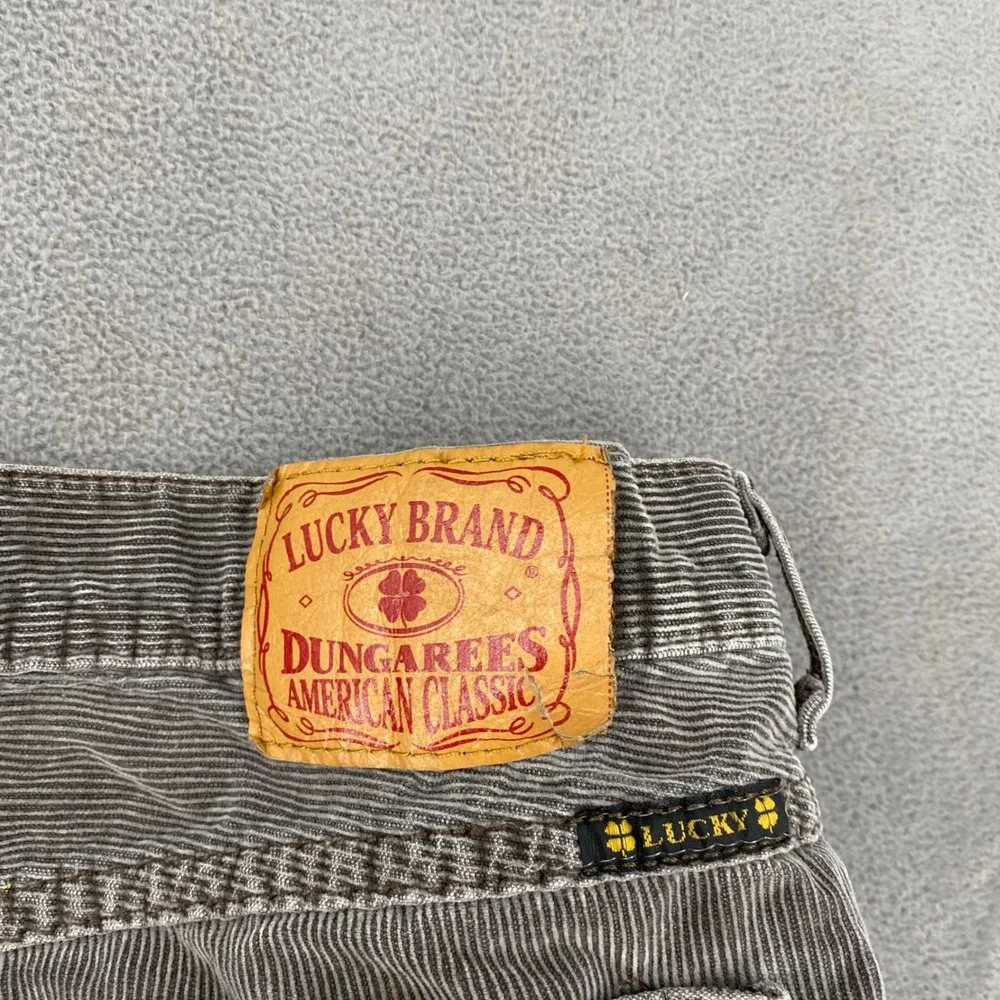 VTG Lucky Brand Dungarees Corduroy Pants Made in USA Grey Brown Button Fly 12/31